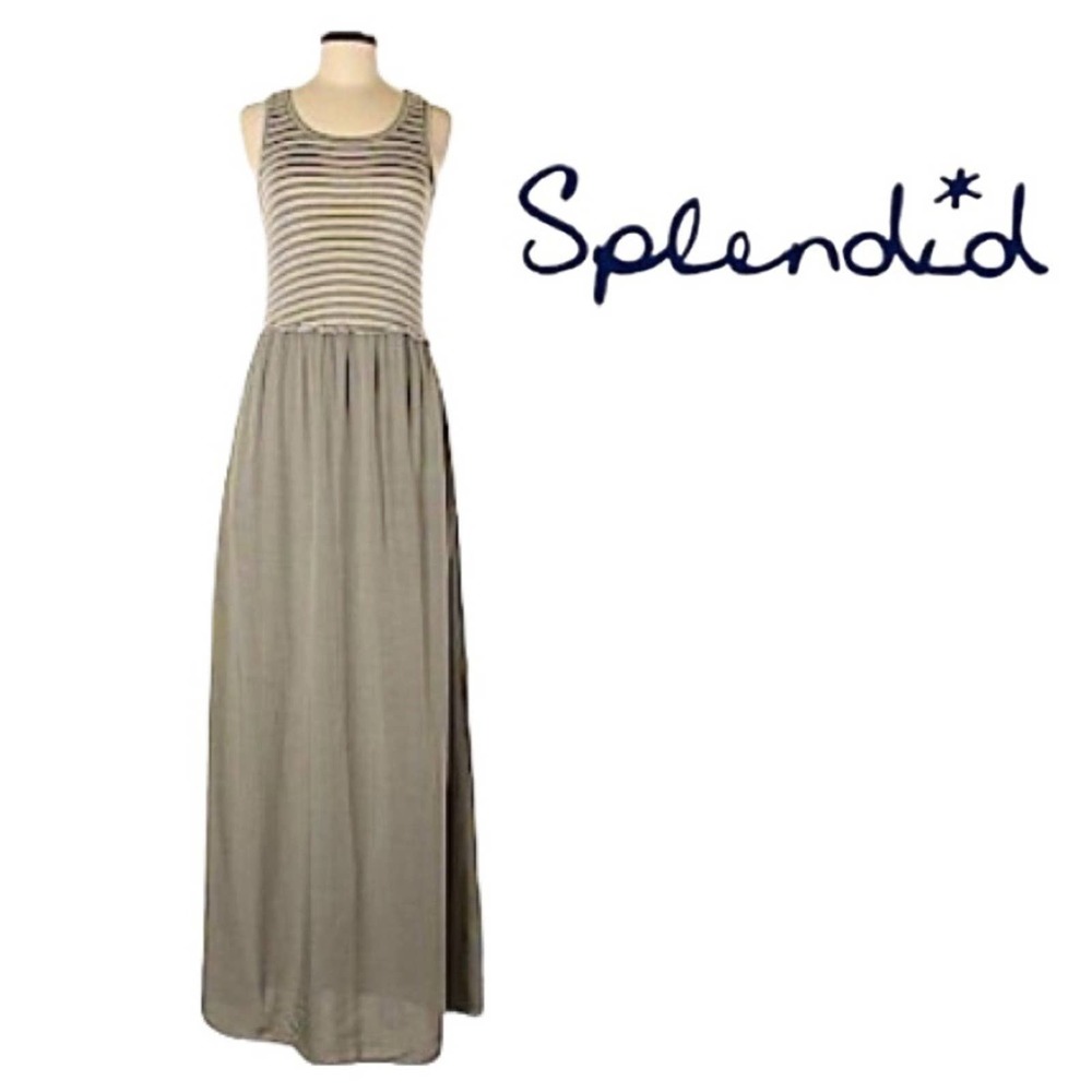 Splendid Sleeveless Long Dress Stripe Solid Casual Laid Back Travel size Medium
